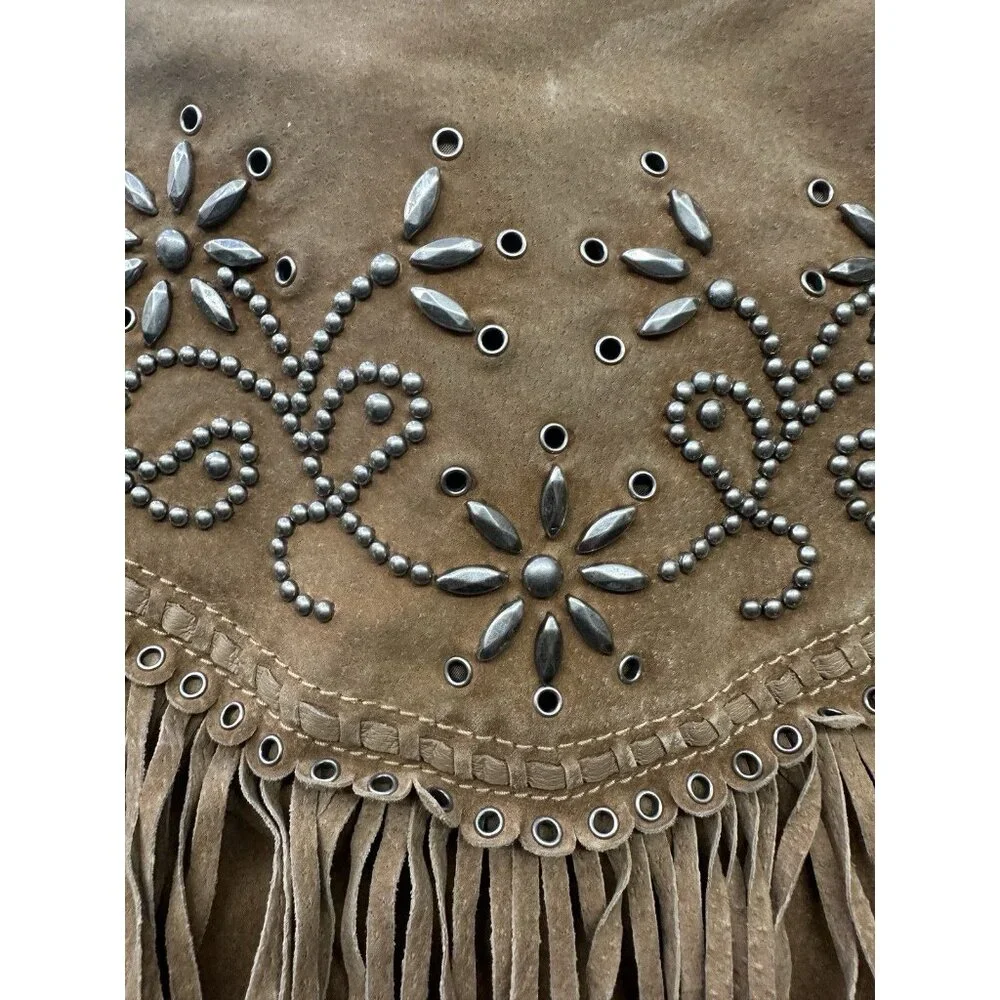 Cripple Creek Black Fringe Leather Suede Western Studded Women's Jacket Rodeo S - Picture 12 of 12